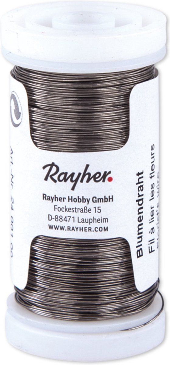 Rayher Bloemendraad of ijzerdraad - zwart - 0.35 mm dik - 100 meter snoer - metaaldraad - bindmaterialen