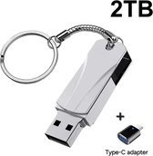 Usb 3.0 Stick + type-C adapter - 2Tb geheugen opslag - Zilver - Meralen Usb Flash Drive - Hoge Snelheid Draagbare Usb