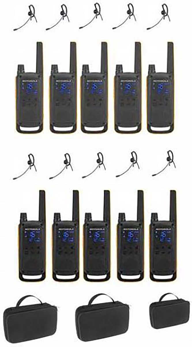 Set van 10 Motorola Talkabout T82 Extreme PMR446 Portofoons met headsets