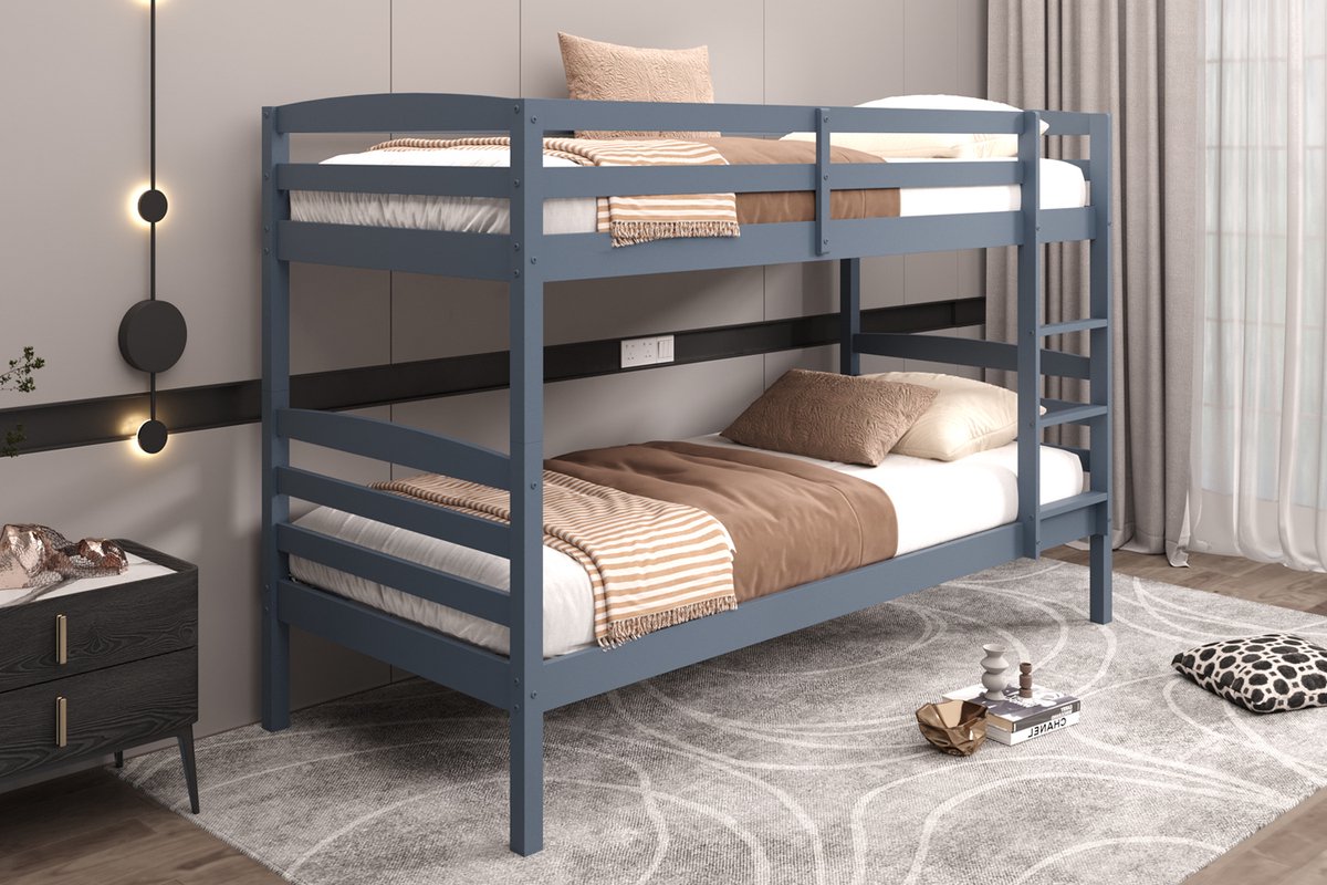 Interiax Tommy Stapelbed - Massief Grenen Grijs - 90x 200 cm - Splitsbaar