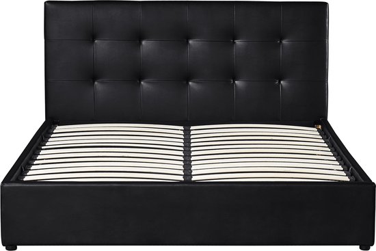 Interiax Morris Bed - Stijlvol Comfort in Zwart met lattenbodem (160 x 200 cm)