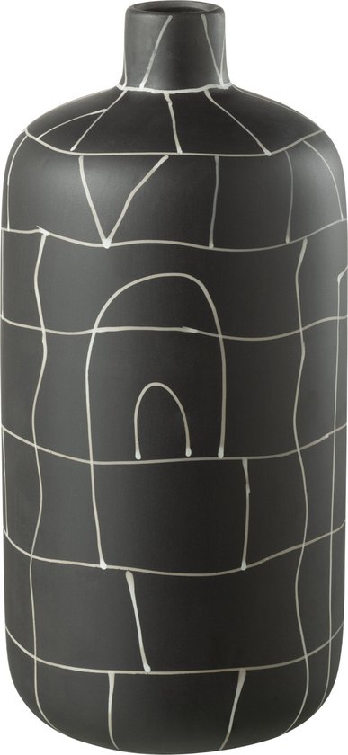 J-Line vaas Fles Japan - keramiek - zwart - small