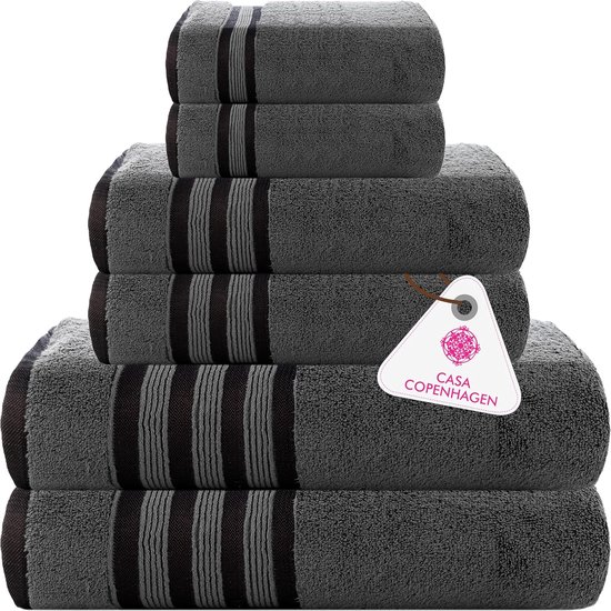 WovenWonder Set van 6 badhanddoeken, 100% Egyptisch katoen, 75 x 150 cm