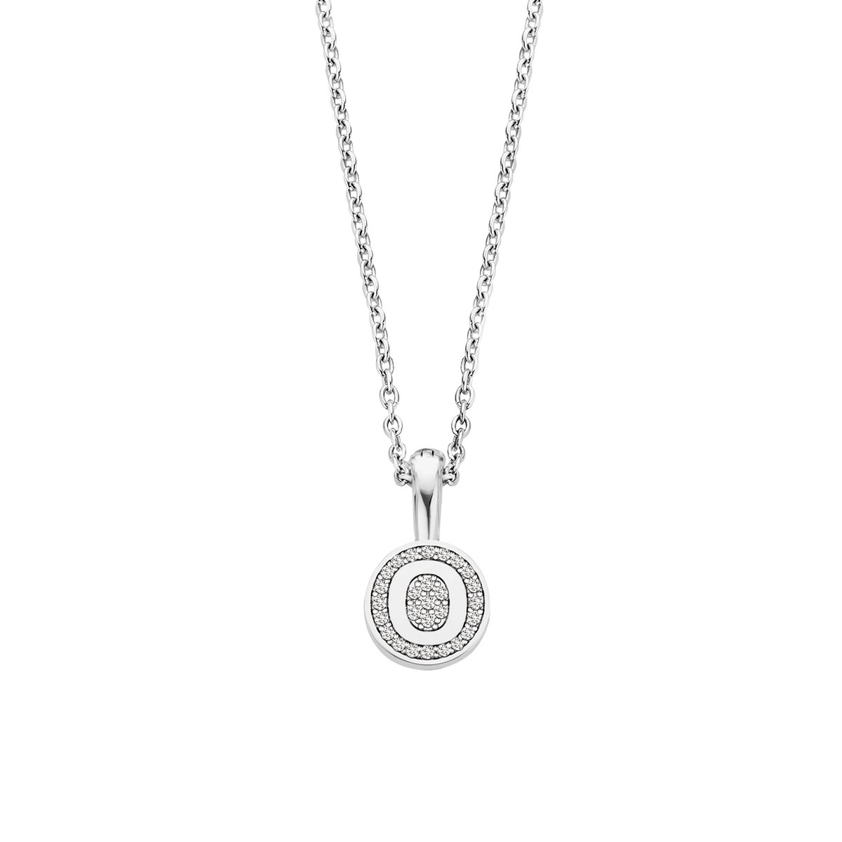 TI SENTO Dames Ketting - 925 zilver - Wit (Letter) - Maat 42 - 3858LO