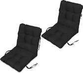 Stoelkussen, zitkussen en rugkussen voor stoelen, set van 2, 48 x 96 cm, buiten en binnen, zwart