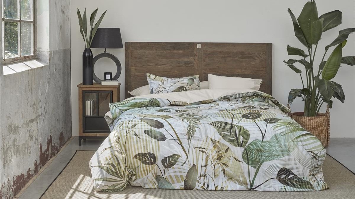 Riviera Maison Sunset Leafs dekbedovertrek - Lits-Jumeaux - 240x200/220 - Groen
