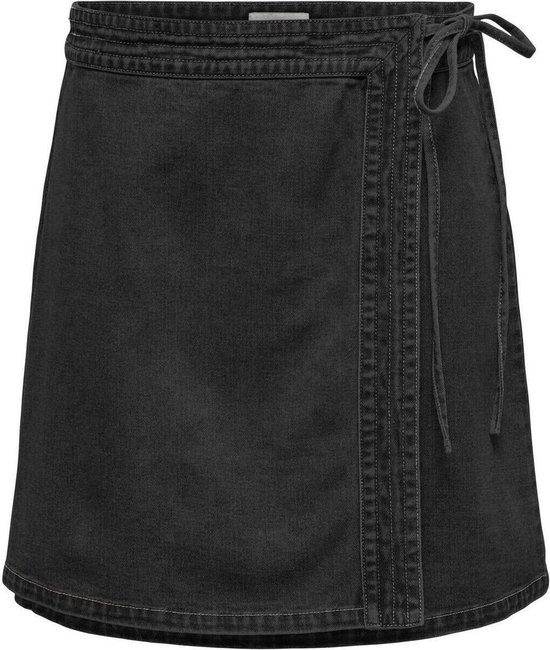 Only Rok Onlvilla Wrap Tie Skirt Dnm Gua 15325949 Washed Black Dames Maat - M