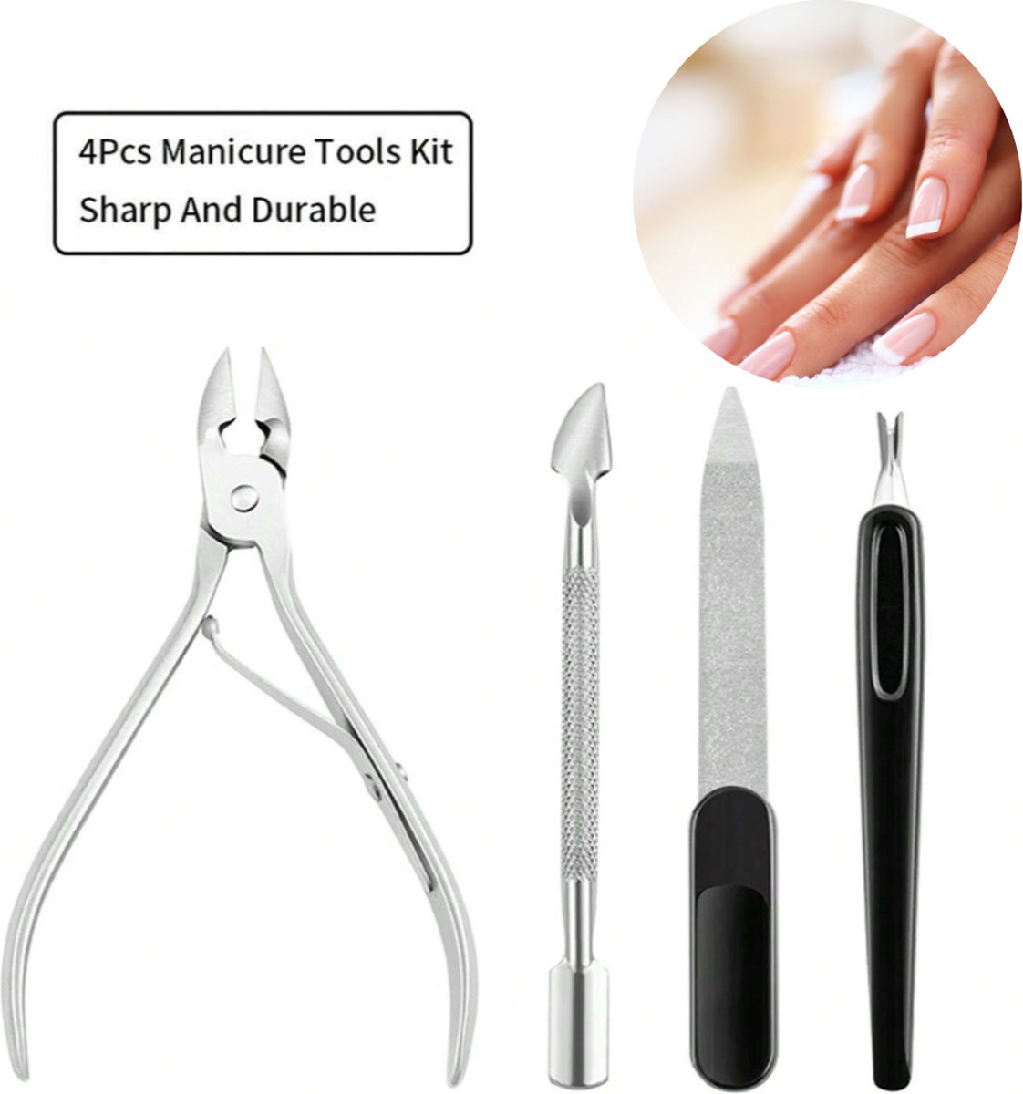 Goedkoopste GUAPÀ® French Manicure & Pedicure Set - Uitgebreide 4-Delige RVS Nagel Verzorging Set - Reisset voor Nagelverzorging - Manicureset Pedicureset Nagel Verzorging Nagelriem Trimmer Bokkenpoot & Nagelriem schaartje