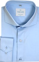 Vercate - Strijkvrij Overhemd - Lichtblauw - Blauw - Slim Fit - Bamboe Katoen - Lange Mouw - Heren - Maat 37/S