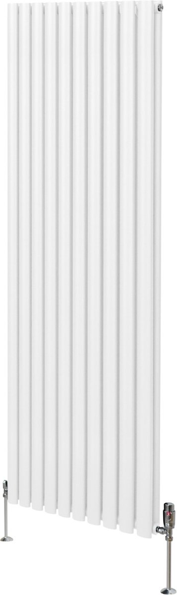 Ovale kolomradiator met trv chroomkranen - wit - 1800x600mm - 8026 btu