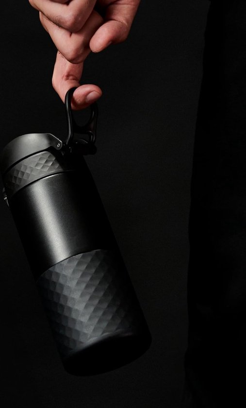 Mug isotherme anti-fuite, triple fermeture, couvercle hygiénique, facile à nettoyer, parfait pour les déplacements, acier inoxydable isolé sous vide, couleur noire