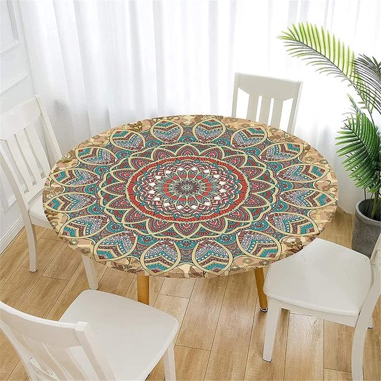 Oranje Effen kleur Paraplu Gat Tafelkleed voor Outdoor, Waterdicht Morsbestendig Ronde Tafelkleed met Rits, Lente & Zomer Tafelhoezen voor Achtertuin Cirkeltafel BBQ's Picknick 60