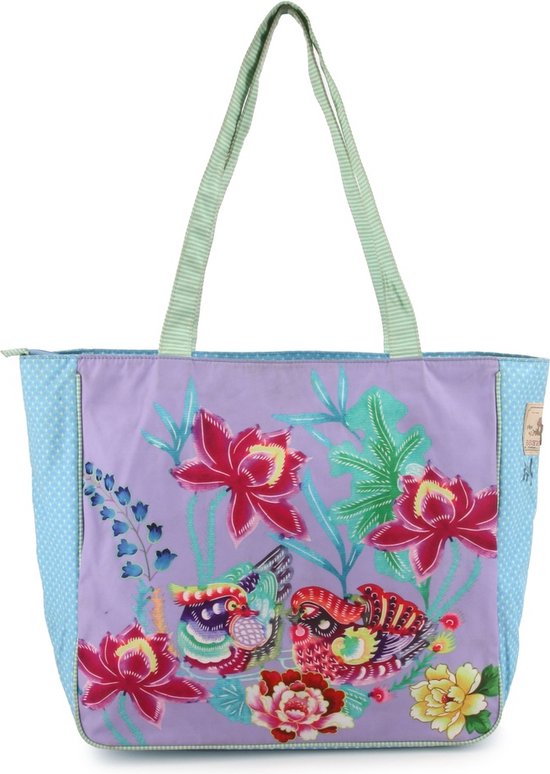 A Spark of Happiness | Shopper dames, dames tas purpel bloemen print | Lila, gebloemd | Dames, vrouwen | HA2337