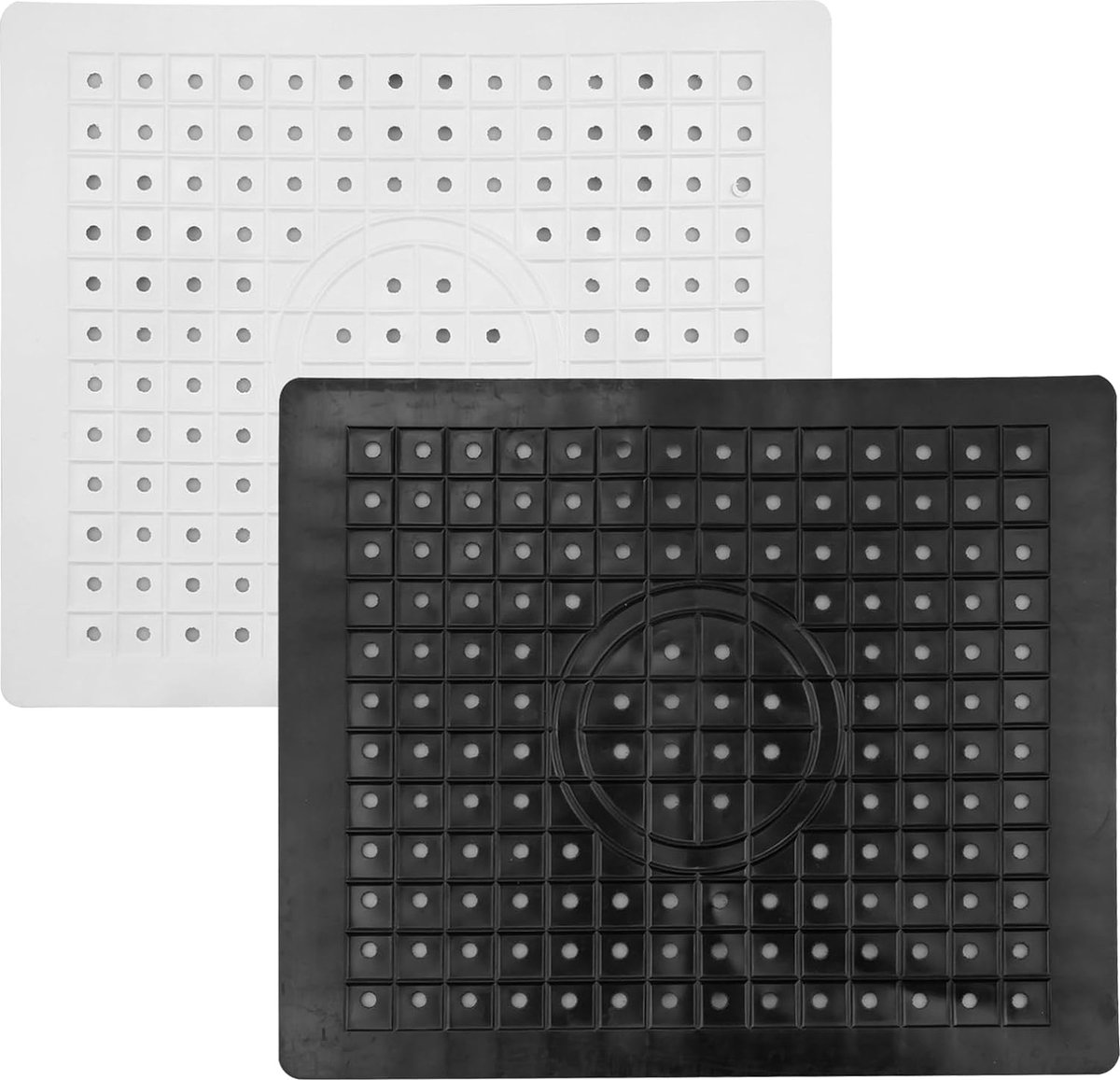 Goedkoopste Set van 2 siliconen schoteldroogmat gootsteen, zwart witte gootsteenmat, vierkante gootsteenmat voor gootstenen met afvoergat aanrechtinzet keuken