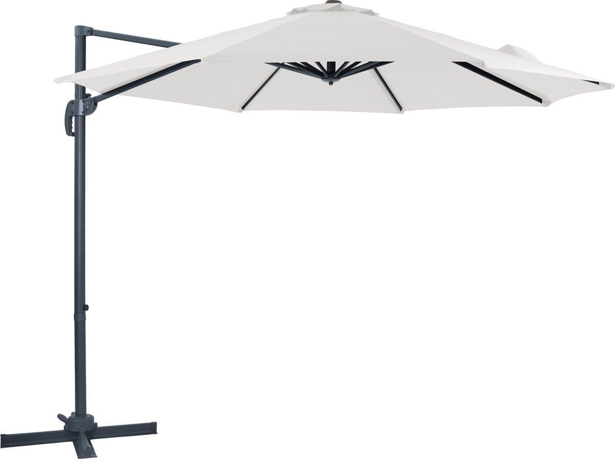 AXI Marisol Zweefparasol Ø 300cm Antraciet/beige – Gepoedercoat aluminium frame met kruisvoet – 360° Draaibaar - Kantelbaar – UV werend doek