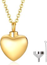 Luxe Ashanger - met Ketting - Voor As, Haren of Parfum - Assieraad - As Ketting - Gedenksieraad - Urn - Incl. As vuller en Opbergzakje - Solid Gold