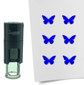 CombiCraft Stempel Vlinder 10mm rond - blauwe inkt