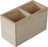 Houten pennenhouder, houten opbergdoos, bureau-organizer, voor bureauschool, de perfecte kantooraccessoires en cadeau (dubbelloops)