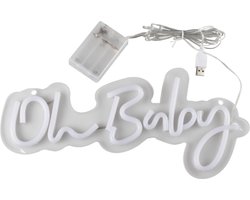 Ginger Ray - Wit neon LED licht Oh Baby 34 cm