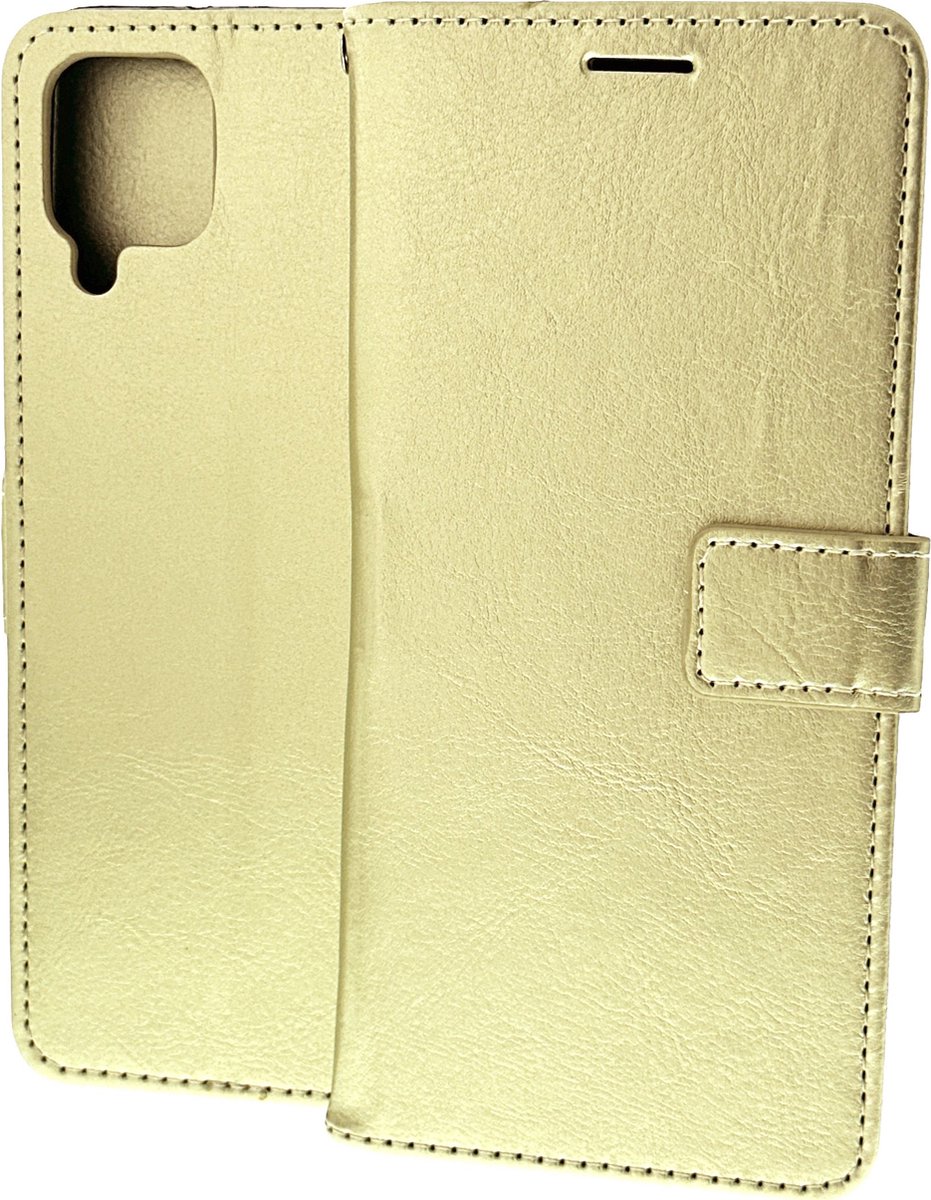 Bookcase Geschikt voor: Samsung Galaxy A12 - Goud - portemonee hoesje