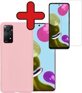 Hoesje Geschikt voor Xiaomi Redmi Note 11s Hoesje Siliconen Case Hoes Met Screenprotector - Hoes Geschikt voor Xiaomi Redmi Note 11s Hoes Cover Case - Lichtroze