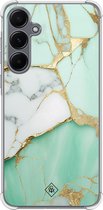 Casimoda® hoesje - Geschikt voor Samsung Galaxy A55 - Marmer Mintgroen - Shockproof case - Extra sterk - TPU/polycarbonaat - Mint, Transparant