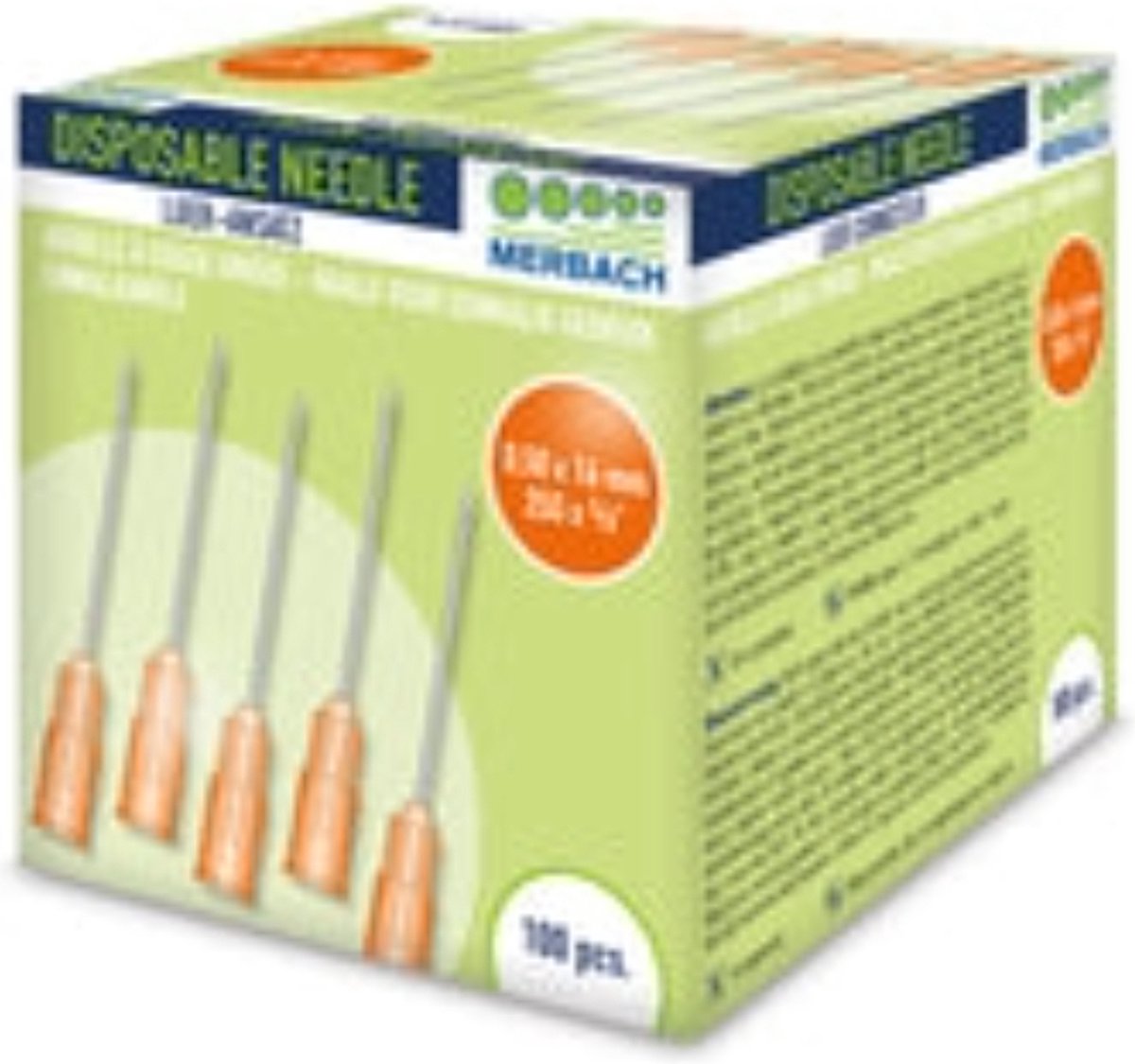 Goedkoopste Merbach Injectienaalden 25 G x 5/8 - 16mm oranje- 4 x 100 stuks voordeelverpakking