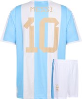 Messi Argentinie Voetbaltenue Thuis - Voetbal Tenue Kinderen - Shirt en Broekje - Jongens en Meisjes -eren Volwassenen - Heren en Dames - Maat M