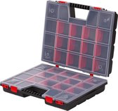 Dubbelzijdige assortimentsbox 20 inch met verstelbare vakken / 2-zijdige sorteerbox / opbergbox 490 x 390 x 130 mm / stevige gereedschapskist voor werkplaats