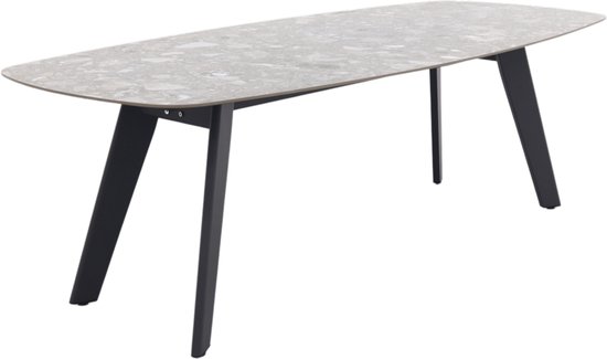 Table de jardin 4 Seasons Montana anthracite - Ovale danois - 240x103 cm.