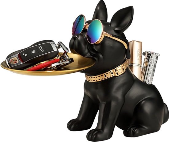 Franse bulldog-figuur, Franse bulldog dienblad, decoratie, bulldog decoratief figuur, opbergdienblad, hondendecoratie, cadeau voor woonkamer, entree, kantoor