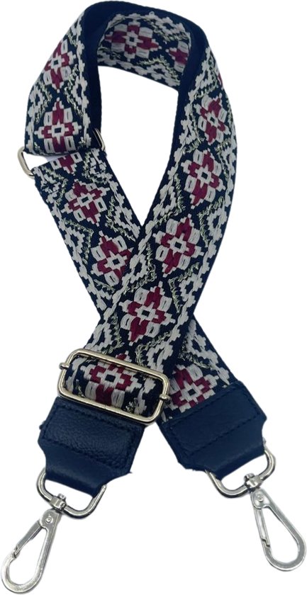 Schoudertas band - Hengsel - Bag strap - Fabric straps - Boho - Chique - Chic - Tweekleurige geborduurde stijl