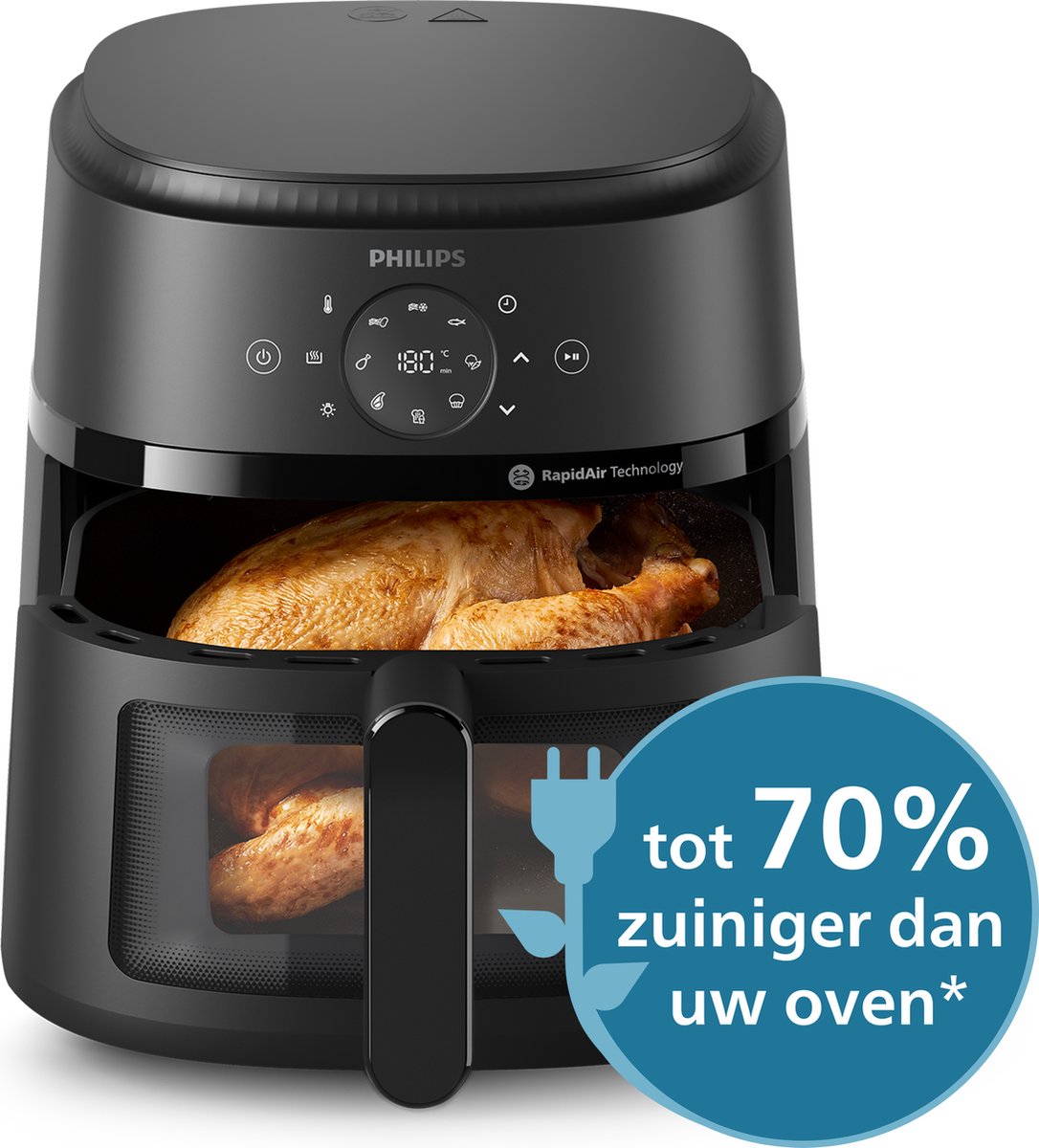 Philips 2000 Series Airfryer - NA230/00 - Kijkvenster - RapidAir - 6.2L - Tot 5 Personen - Zwart — afbeelding 5