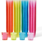 150 Hard Plastic Shotglaasjes, Neon Shotglazen (30ml) - Borrelglaasjes voor Bruiloften, Verjaardagen, Kerst & Feesten - Stevig & Herbruikbaar