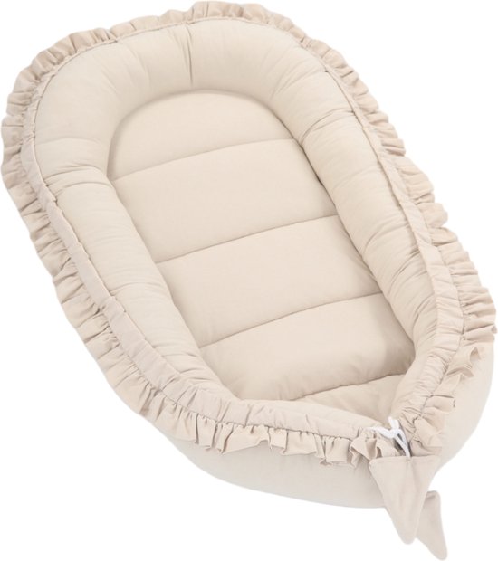 Babynestje - FRILL - Babynest SET met kussen - Beige