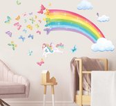 Regenboog Muurstickers Eenhoorn Regenboog Vlinders Wolken Muurtattoo Baby Kinderkamer Meisje Kamer Babykamer Wanddecoratie