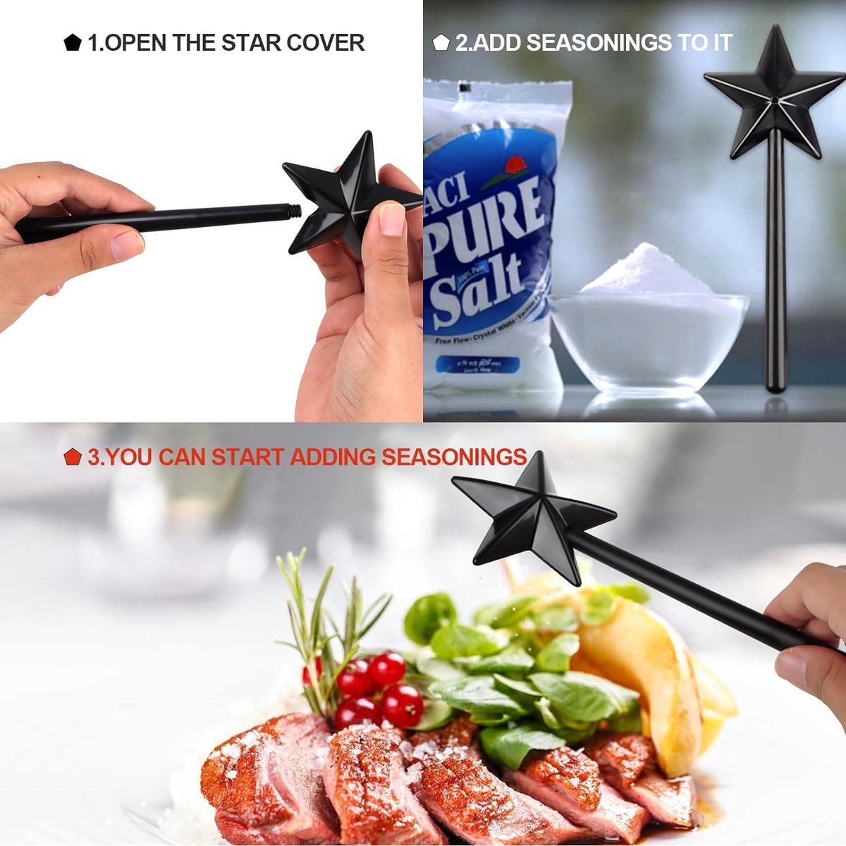 Yistoi 2 Pièces Salières Et Poivrières, Saliere Baguette Magique, Baguette Magique Sel Et Poivre, Star Wand Seasoning Bottle For Table Decorations For Kitchen, Holiday Gatherings, Picnic Camping