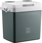 Brisby 25 Liter Elektrische Koelbox, Frigobox Deluxe met 12V, 220/230 Volt Aansluiting voor Auto en Camping – AC/DC - Coolbox - Divider en Deksel vergrendelstand - GROEN