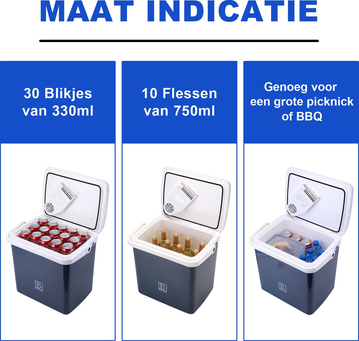Brisby 25 Liter Elektrische Koelbox, Frigobox Deluxe met 12V, 220/230 Volt Aansluiting voor Auto en Camping – AC/DC - Coolbox - Divider en Deksel vergrendelstand - BLAUW – foto 4