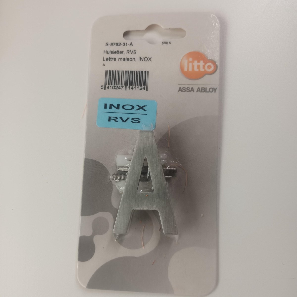 Huisnummer Nummer Inox RVS Letter A Litto Assa Abloy 50mm Onzichtbare Bevestiging