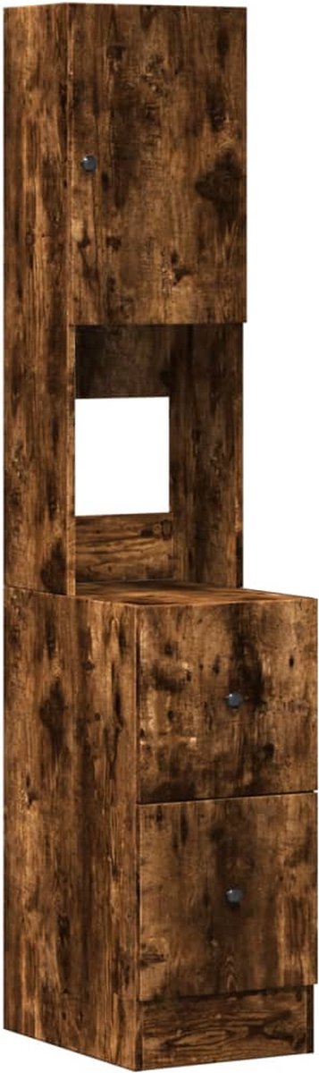 vidaXL Keukenkast - 35x50x180 - cm - bewerkt - hout - gerookt - eikenkleurig gerookt eiken