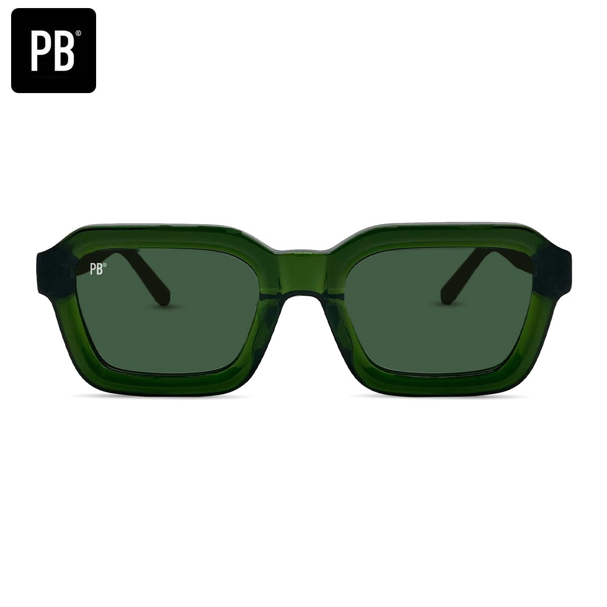PB Sunglasses - Dijon Olive - Zonnebril heren en dames - Olijfgroen - Gepolariseerd - Rechthoekige zonnebril - 100% stevig acetaat frame