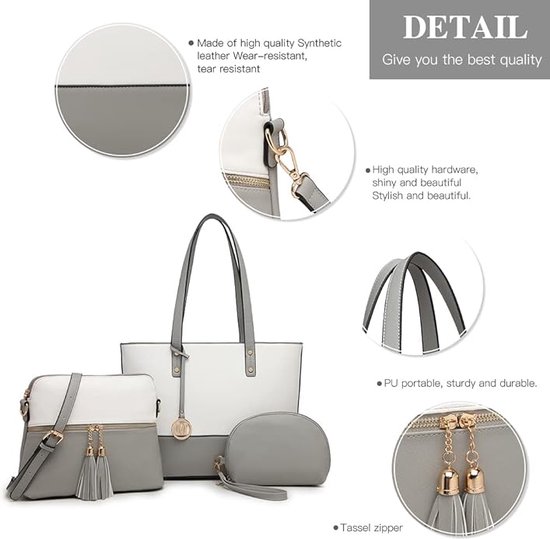 Sac à Main Femme Bandoulière En Cuir PU - Fourre-tout Moyen Beige - Neuf Avec étiquettes