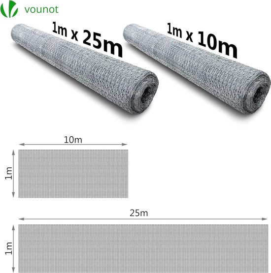 VOSS.farming Omheiningsset: Kippengaas 10mx100cm, Maaswijdte 13mm Groen 8 Houten Palen