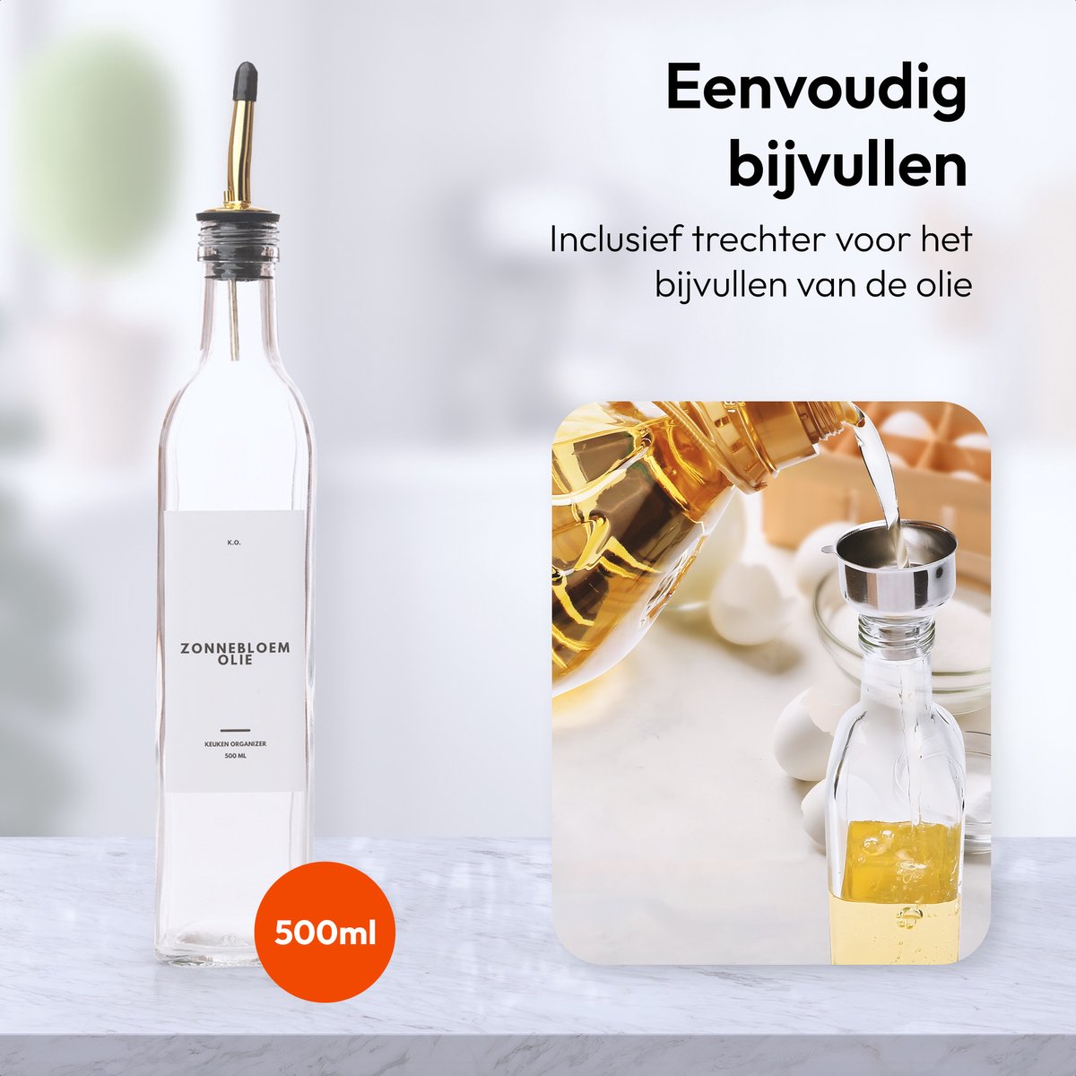 TrendPlain Oliedispenser, oliefles, 2-in-1 dispenser en spray, voor olijfolie en azijn, 470 ml TrendPlain Oliedispenser, oliefles, 2-in-1 dispenser en spray, voor olijfolie en azijn, 470 ml