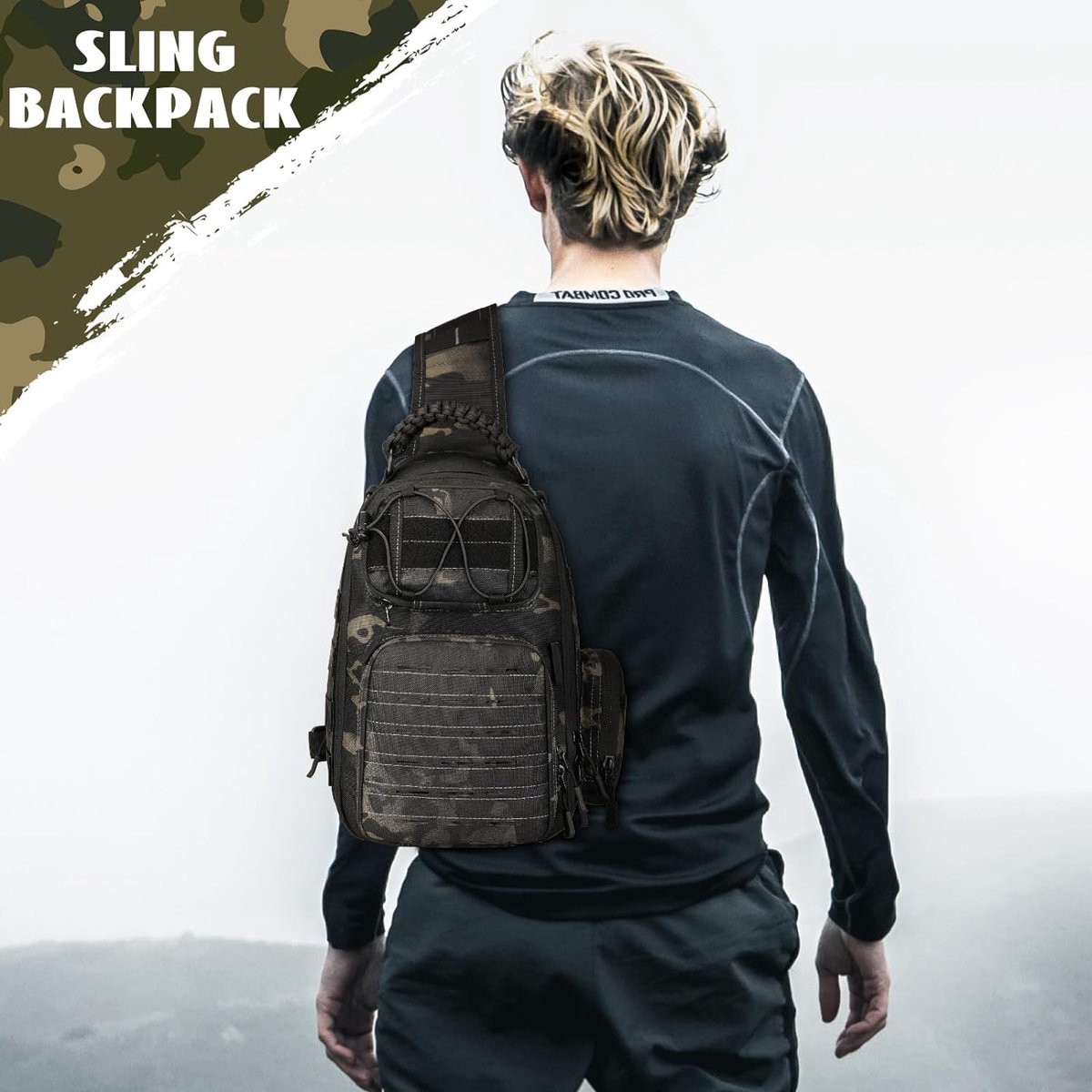 Sac Bandoulière Tactique Explokit - Résistant à L'Eau - Multi-poches MOLLE - Porte-Bouteille Inclus