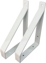 Maison DAM 2x Klassieke Plankdrager - Wandsteun – Voor een plank 15cm – Wit - incl. bevestigingsmateriaal + schroefbit