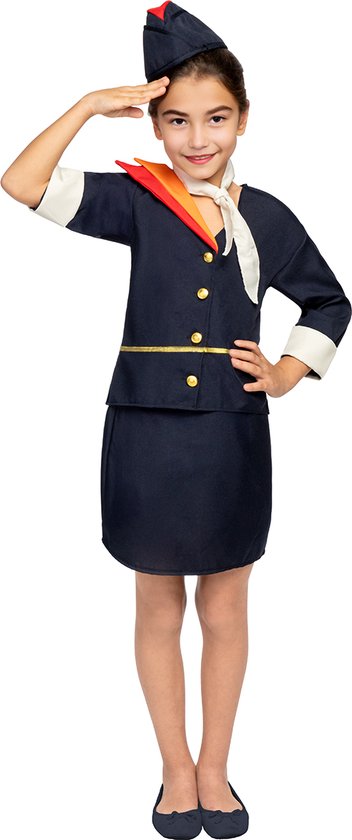 FUNIDELIA Vliegtuig Stewardess Kostuum voor meisjes - Maat: 107 - 113 cm