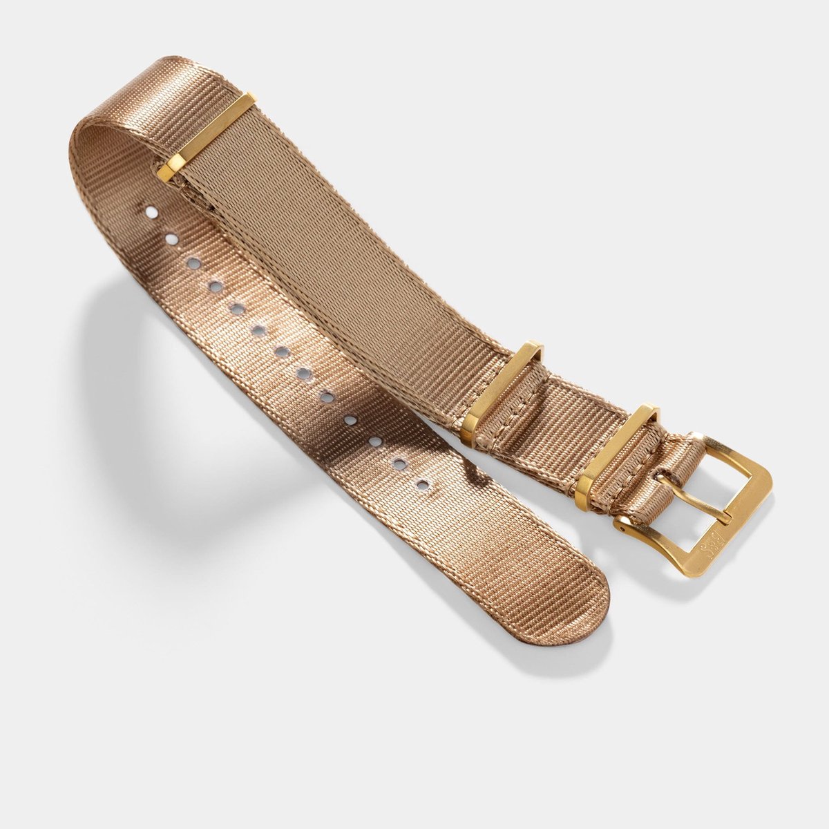 BS Nylon Horlogeband Luxury - Deluxe Nato Coyote Brown Mat Goud - 20mm