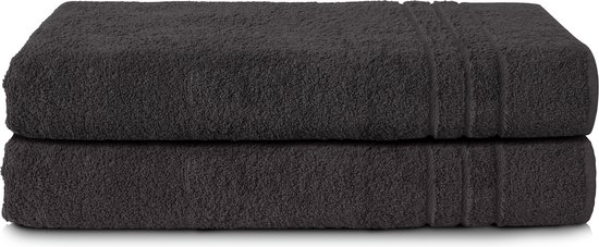 Komfortec Set van 2 Handdoeken 80x200 cm - 100% Katoen - XXL Saunahanddoeken - Badlaken - Strandlaken - Badhanddoek- Douchelaken - Zacht - Hoge Absorptie - Sneldrogend - Zwart